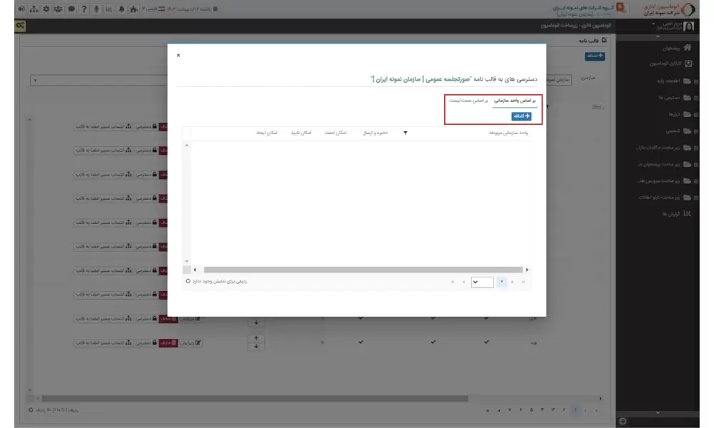 تنظیم دسترسی به قالب صورتجلسه