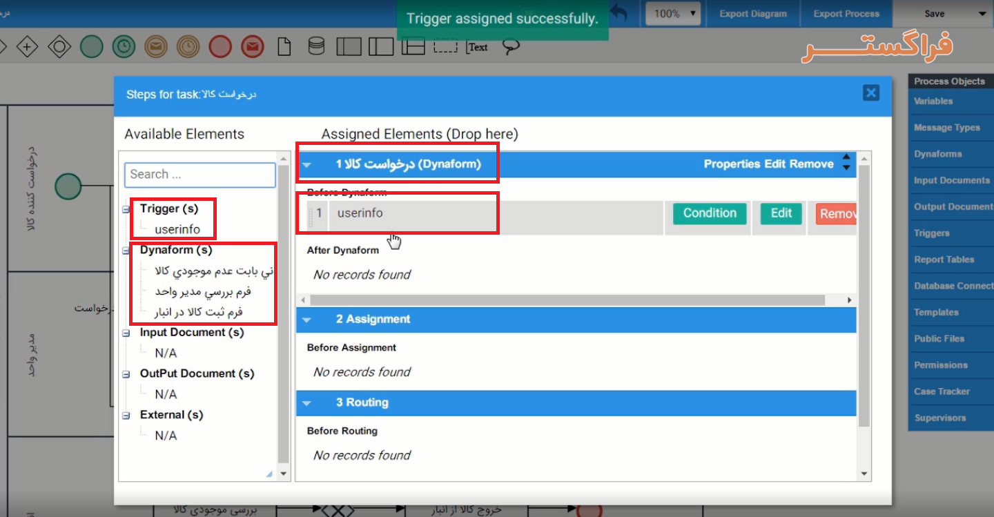 تعیین یک مجری برای انجام کار (در اینجا تکمیل فرم)