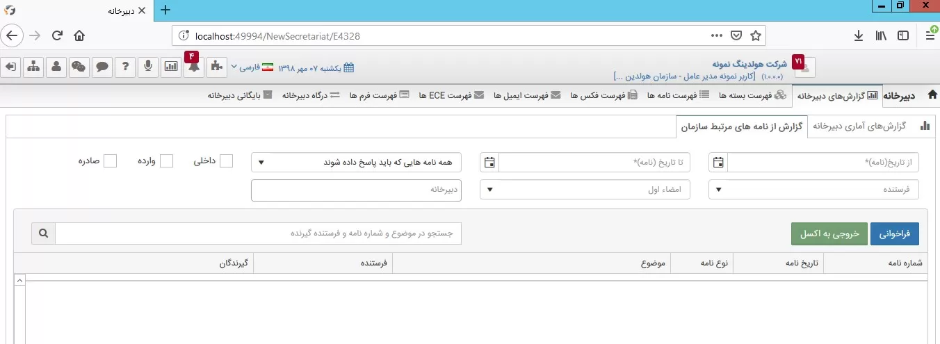 گزارش نامه مرتبط سازمان گزارش نامه مرتبط