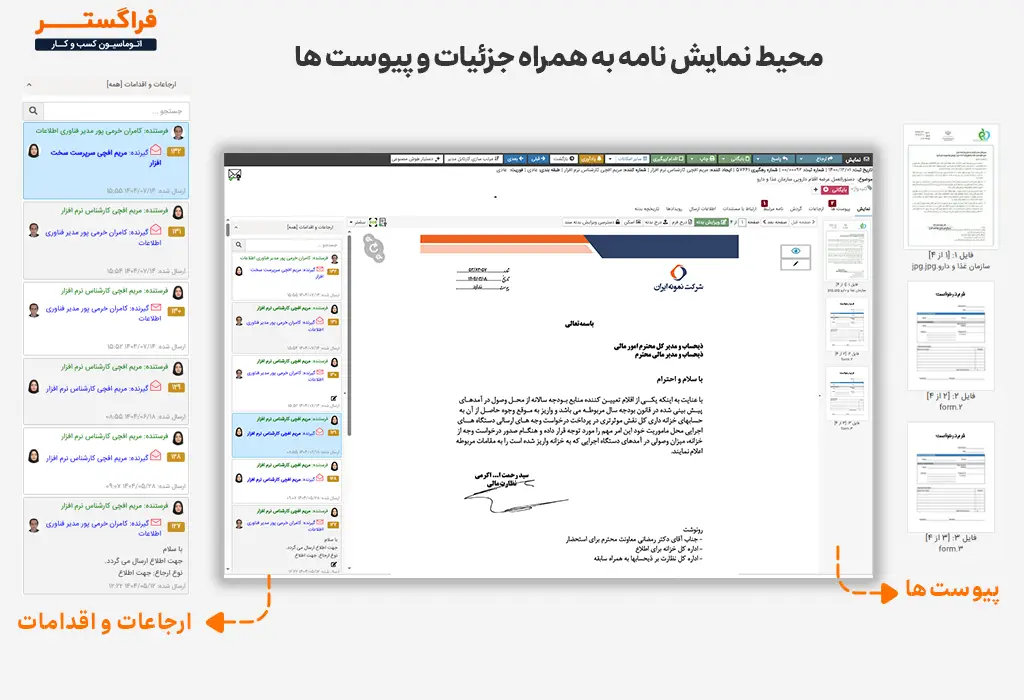 قابلیت های کارتابل الکترونیکی فراگستر