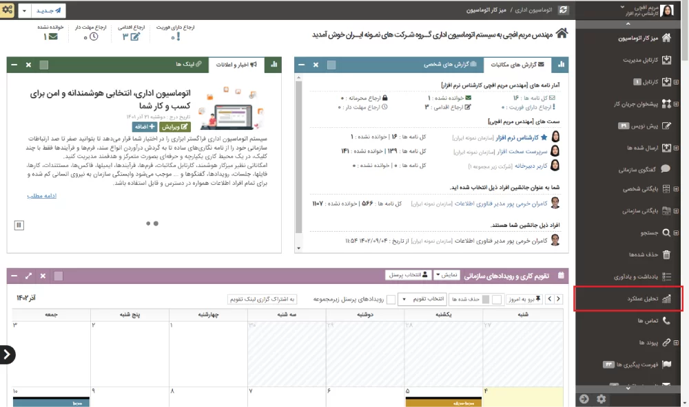 ورود به بخش تحلیل عملکرد